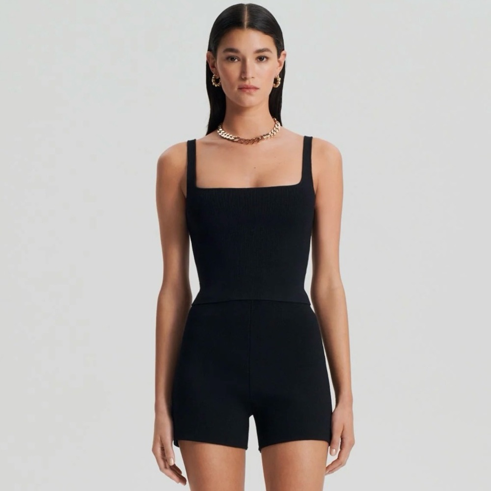 SCANLAN THEODORE Crepe Knit Square Camisole Black XS